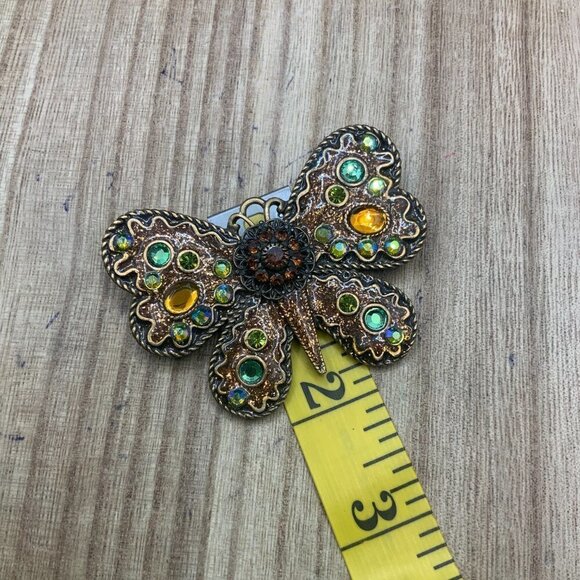 Chico’s Multi Colored Rhinestone Gold Tone Butterfly Pin Brooch - Picture 6 of 6